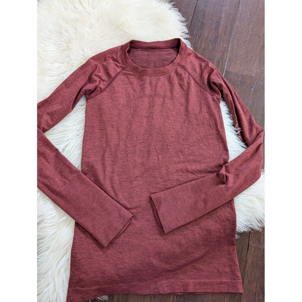Lululemon Swiftly Tech Long Sleeve Crew Rust Red Long Sleeve Top Running 4
